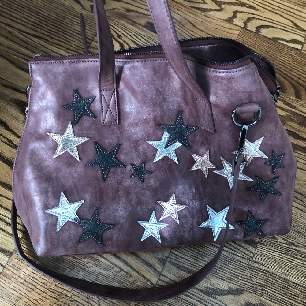 Pink vegan leather tote bag